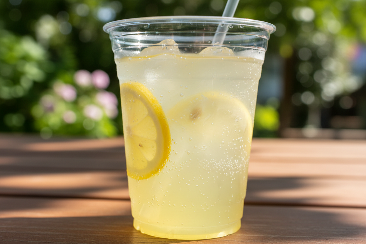 lemonade in clear plastic cup